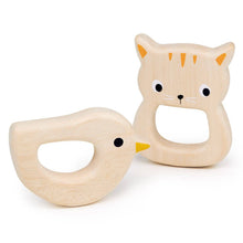 Load image into Gallery viewer, Wooden Bird and Kitten Teethers