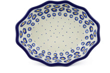 Load image into Gallery viewer, Polish Pottery 9" Fluted Bowl - Blue Zinna- Ceramika Artystyczna
