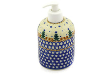 Load image into Gallery viewer, 5" Soap Dispenser - Polish Pottery -Christmas Evergreen -Ceramika Artystycgna