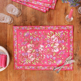 April Cornell - Penny's Patio Pink Canvas Placemat
