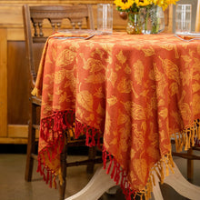 Load image into Gallery viewer, April Cornell – Mushroom Jacquard Tablecloth - Gold Rust