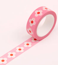 Load image into Gallery viewer, Pink Retro Floral Washi Tape - 15mm