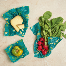 Load image into Gallery viewer, Bees Wrap Reusable Beeswax Food Wraps 3 Pack - Oceans