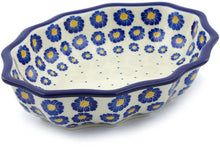 Load image into Gallery viewer, Polish Pottery 9" Fluted Bowl - Blue Zinna- Ceramika Artystyczna