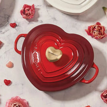 Load image into Gallery viewer, Le Creuset Shallow Heart Baker with Gold Heart Knob - Cerise