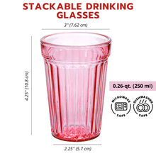 Load image into Gallery viewer, Pink Stackable Faceted Drinking Glass - Sold individually