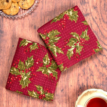 Load image into Gallery viewer, April Cornell - Winterberry Waffle Weave Tea Towel- Red