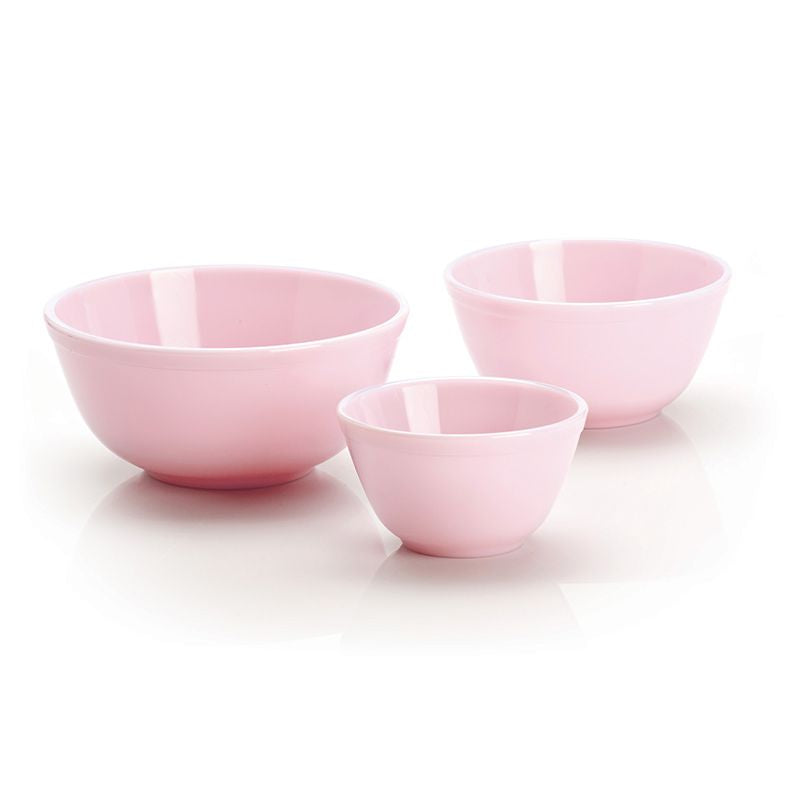 Mosser Glass - Glass Mixing Bowl Set - Pink/Crown Tuscan
