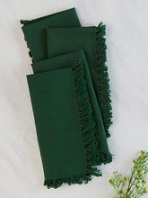 Load image into Gallery viewer, April Cornell Dark Green Essential Fringed Napkins, Set of 4

