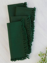 Load image into Gallery viewer, April Cornell Dark Green Essential Fringed Napkins, Set of 4
