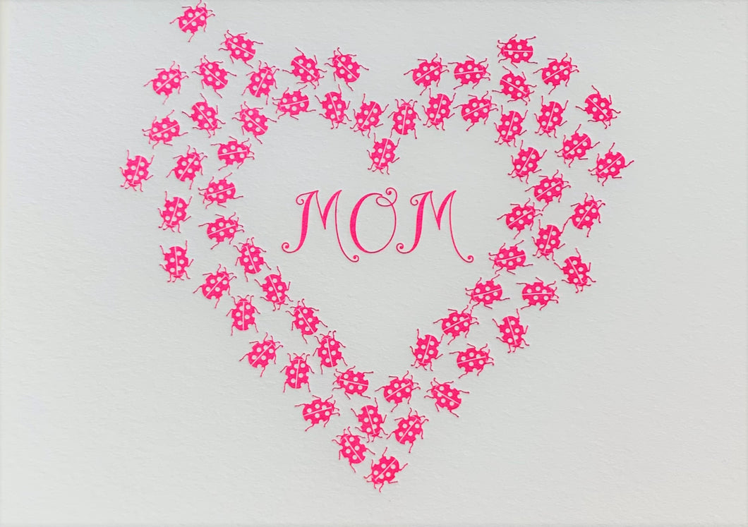 Mother's Day Card - Mom in Pink Ladybug Heart