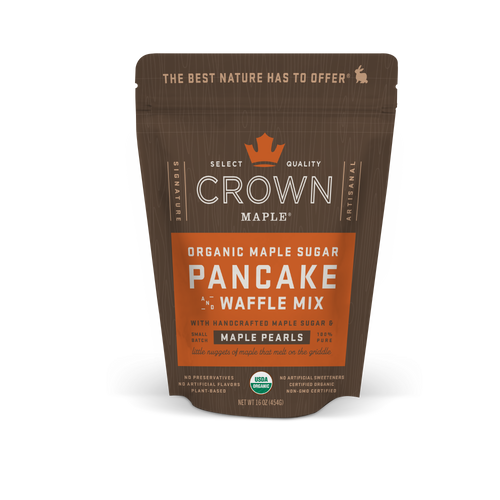 Crown Maple Organic Maple Sugar Pancake and Waffle Mix with Handcrafted Maple Sugar and Maple Sugar Pearls