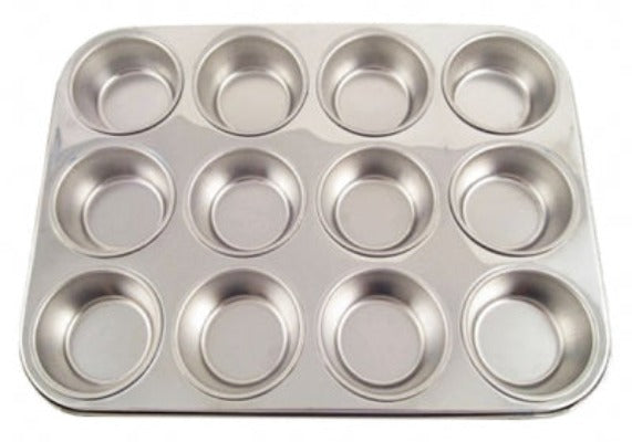 Fox Run Stainless Steel Muffin Pan, 12 Cup