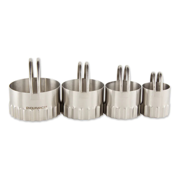 Biscuit Cutters, Round Rippled Set of 4