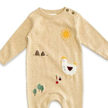 Load image into Gallery viewer, Chicken Farm Jacquard Knit Baby Jumpsuit (Organic Cotton)
