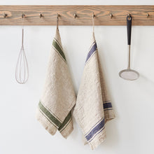 Load image into Gallery viewer, Blue Stripe Vintage Linen Kitchen Towel
