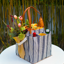 Load image into Gallery viewer, Blue Striped Canvas Tote Bag
