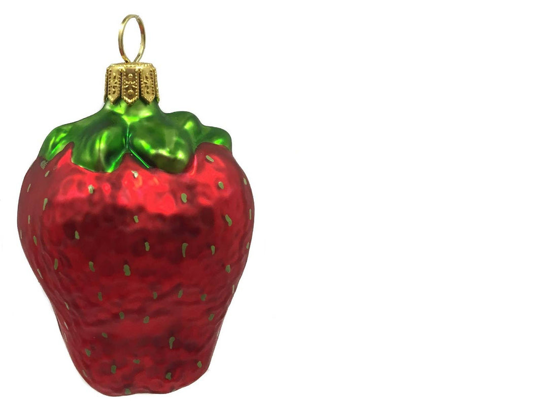 Strawberry Fruit Polish Glass Christmas Tree Ornament