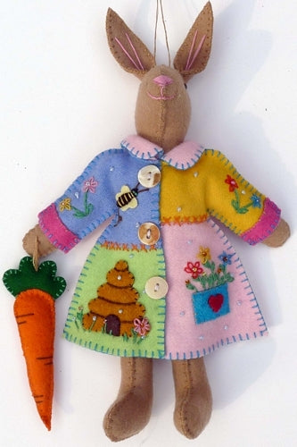 Embroidered Felt Rabbit with Fashion Coat