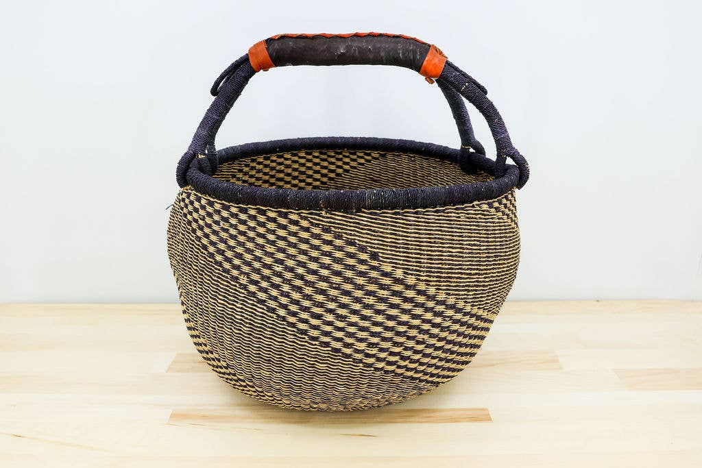 Market Basket Bolga Basket, Blue and Natural