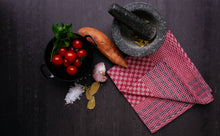 Load image into Gallery viewer, The Workhorse Kitchen Towel, Half Linen - Red with Black Edge

