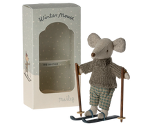 Load image into Gallery viewer, Winter Mouse with Ski Set, Big  Brother- Maileg
