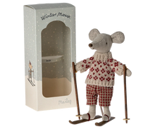 Load image into Gallery viewer, Winter Mouse with Ski Set, Mum - Maileg
