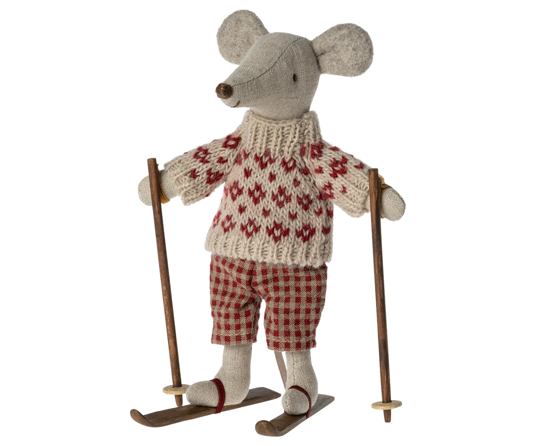 Winter Mouse with Ski Set, Mum - Maileg