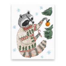Load image into Gallery viewer, Holiday Raccoon Postcard

