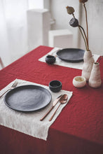 Load image into Gallery viewer, Handmade Linen Tablecloth - Dark Cherry Red
