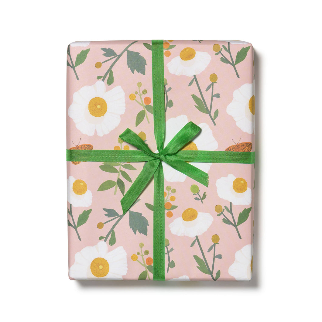 White Poppies Wrapping Paper