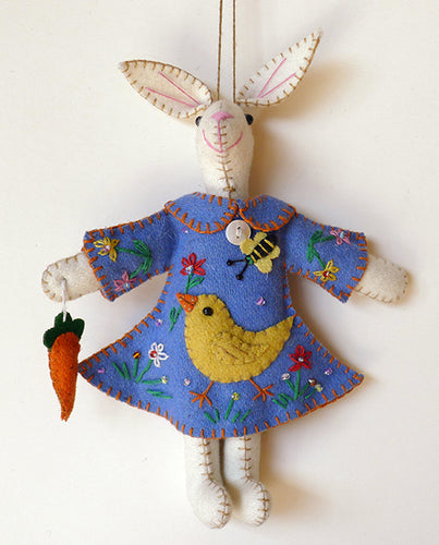 felt bunny in blue dress Felt Easter Bunny Girl in Pink Dress- OOAK Easter Collectible main image 1