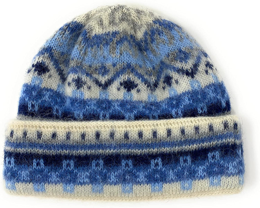 Icelandic Wool Double Cuff Toque - Light Blue