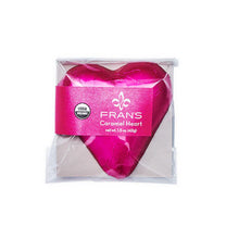 Load image into Gallery viewer, Fran's - Large Caramel Heart in Dark Chocolate - Fuschia Foil
