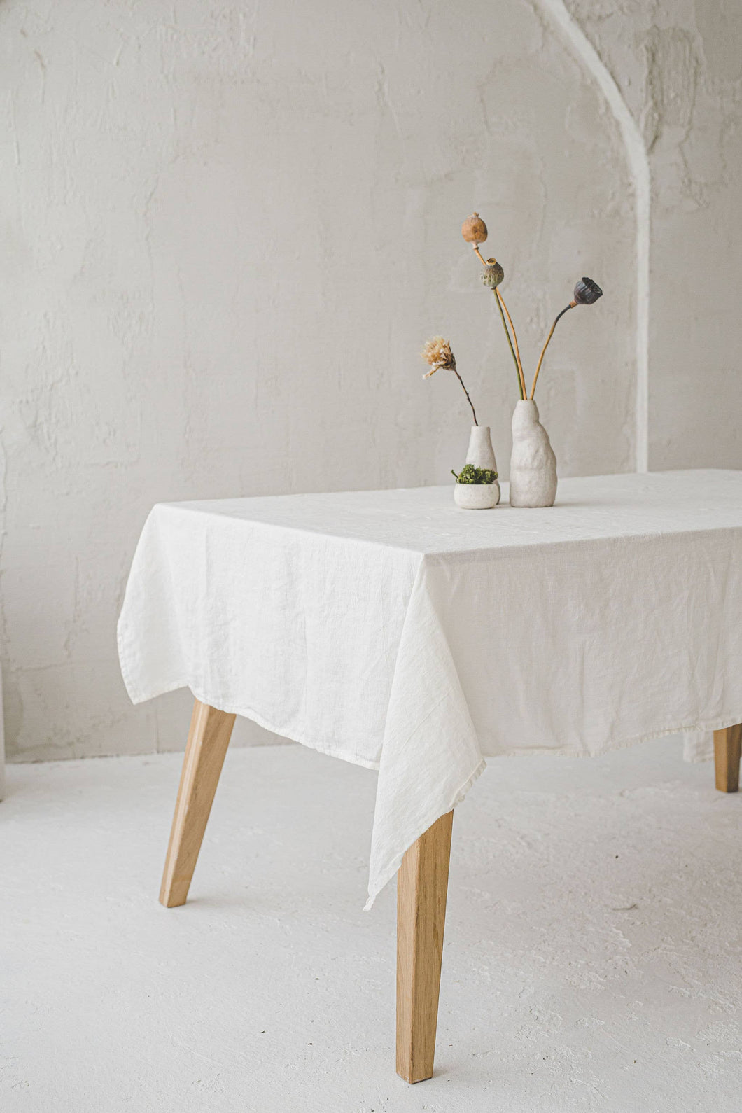 Handmade Linen Tablecloth - White