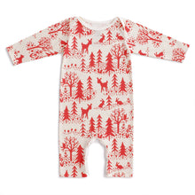 Load image into Gallery viewer, Long-Sleeve Romper - Winter Scenic Red
