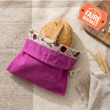 Load image into Gallery viewer, Bees Wrap Reusable Beeswax Lined Artisan Bread Bag - Magenta
