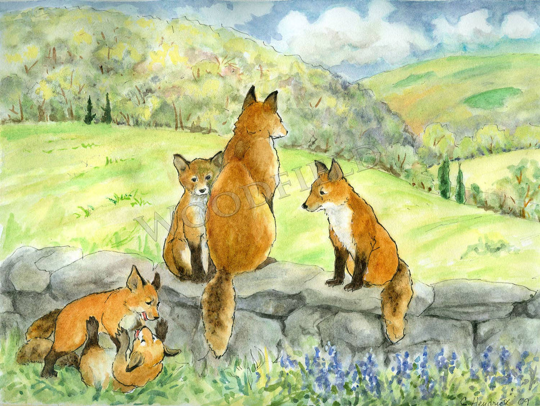 Spring Foxes Notecard