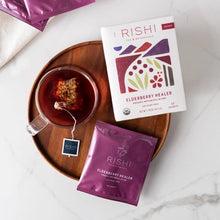 Load image into Gallery viewer, Rishi Tea Elderberry Healer Organic Herbal Tea Sachets
