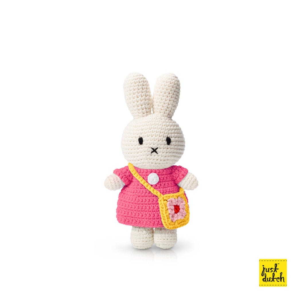 Miffy Rabbit and her Flower Bag and Pink Dress