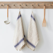 Load image into Gallery viewer, Blue Stripe Vintage Linen Kitchen Towel
