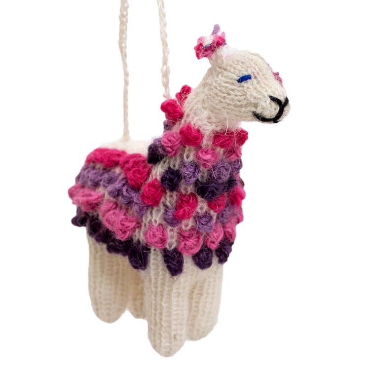 Alpaca  - Alpaca Knitted Ornament - Farm Animal