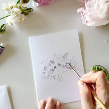 Load image into Gallery viewer, Bouquets paintable watercolor notecard set
