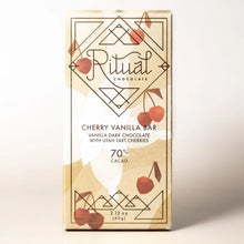 Load image into Gallery viewer, Ritual Cherry Vanilla Dark Chocolate Bar 70% Cacao

