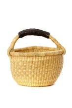 Load image into Gallery viewer, Natural Baby Ghanaian Bolga Basket with Black Leather Handle
