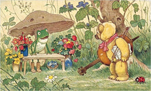 Load image into Gallery viewer, Postcard Frog Flower Seller and Bear Cellist
