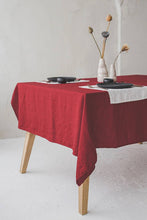 Load image into Gallery viewer, Handmade Linen Tablecloth - Dark Cherry Red
