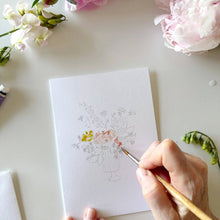 Load image into Gallery viewer, Bouquets paintable watercolor notecard set
