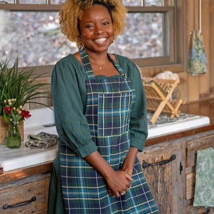 April Cornell Market Plaid Chef Apron - Navy - Plus