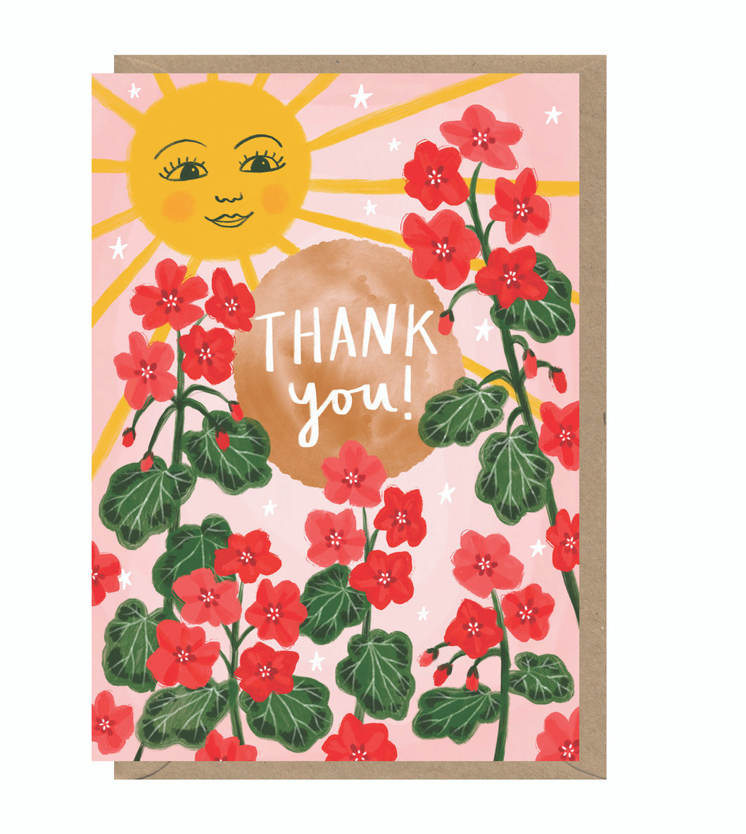 Sun and Flowers Thank You Card